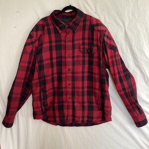 Street and steel plaid button down protective padded shirt mission moto shirt